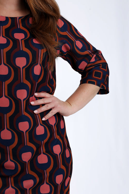 Jurk met grafische print en nauwsluitend model-Paprika-4