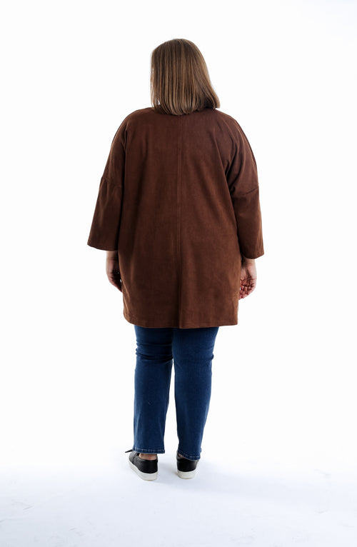 Manteau effet peau de pêche uni-Paprika-2