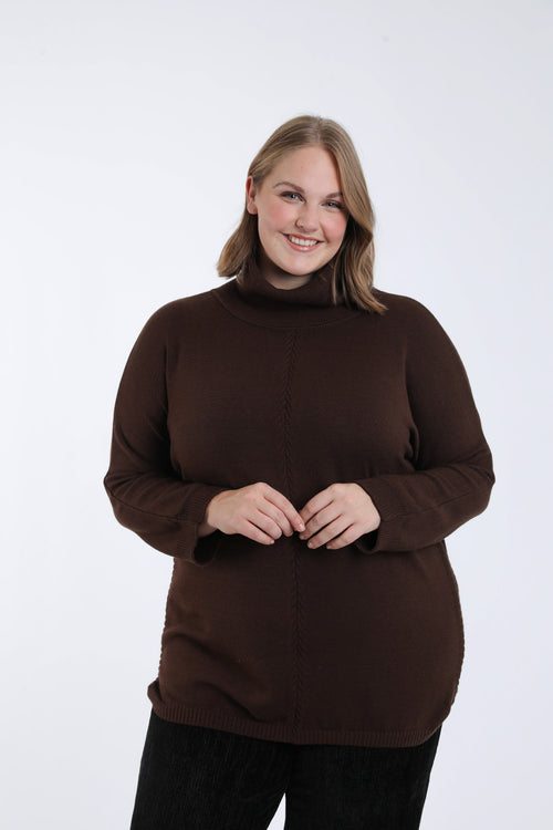 Pull tunique col roulé uni-Paprika-2