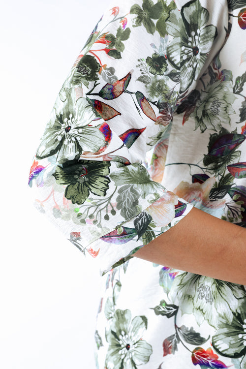 Blouse van bedrukt viscose met bloemenprint-Paprika-5
