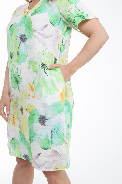 Linnen jurk met bloemenprint-Paprika-4