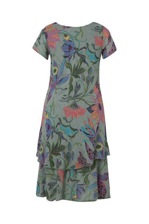 Robe en gaze de coton imprimé floral-Paprika-11