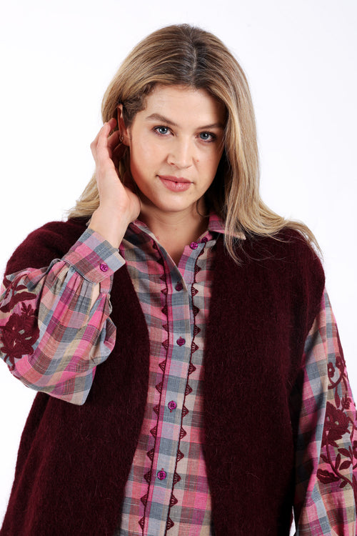 Effen mouwloos gilet-Paprika-4