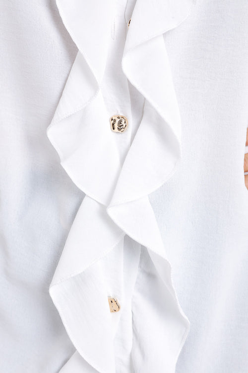 Blouse unie à volants-Paprika-6