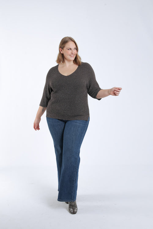 Pull uni avec lurex-Paprika-7