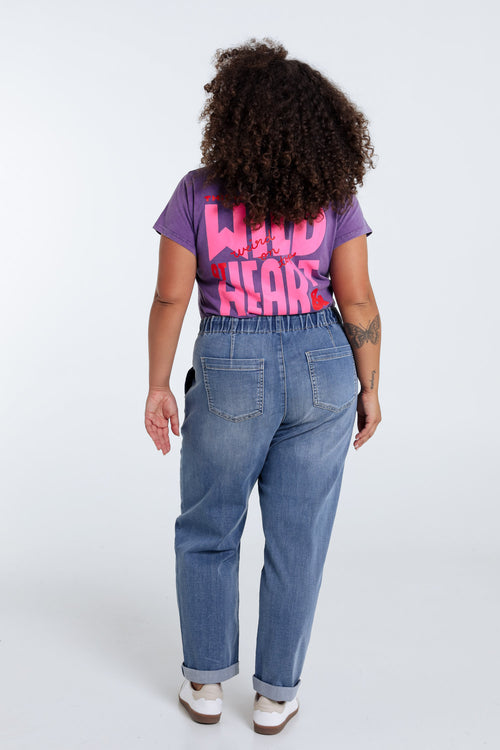 T-shirt en coton uni avec message Wild heart-Paprika-2