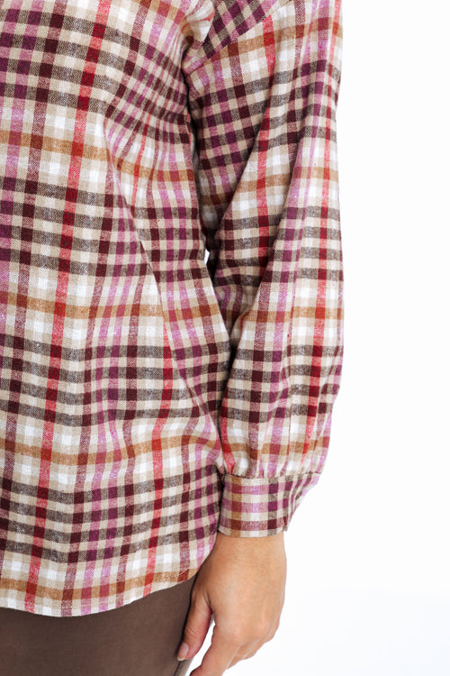 Blouse van katoen met geruit dessin-Paprika-4
