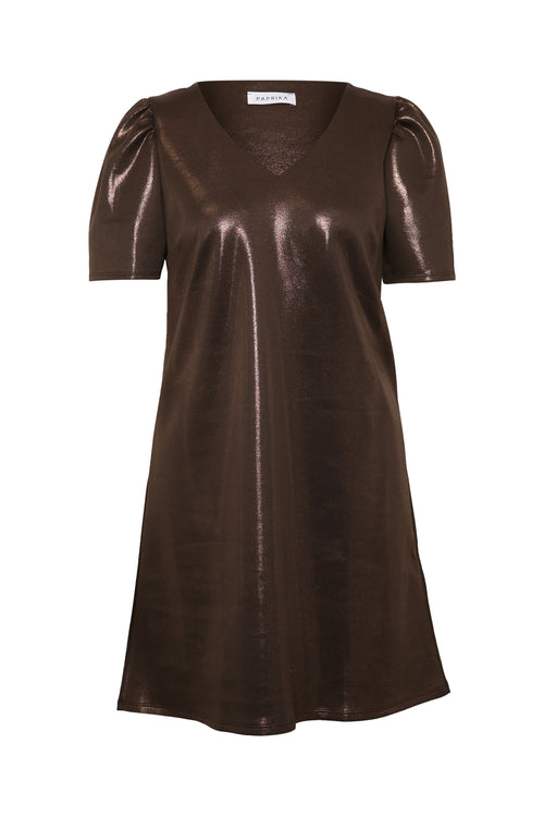 Effen jurk met satijneffect-Paprika-2