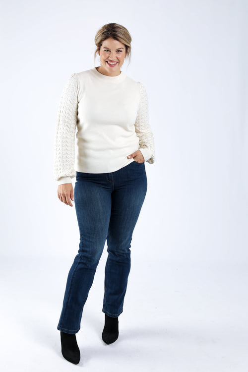 Pull uni avec manches chevrons-Paprika-6