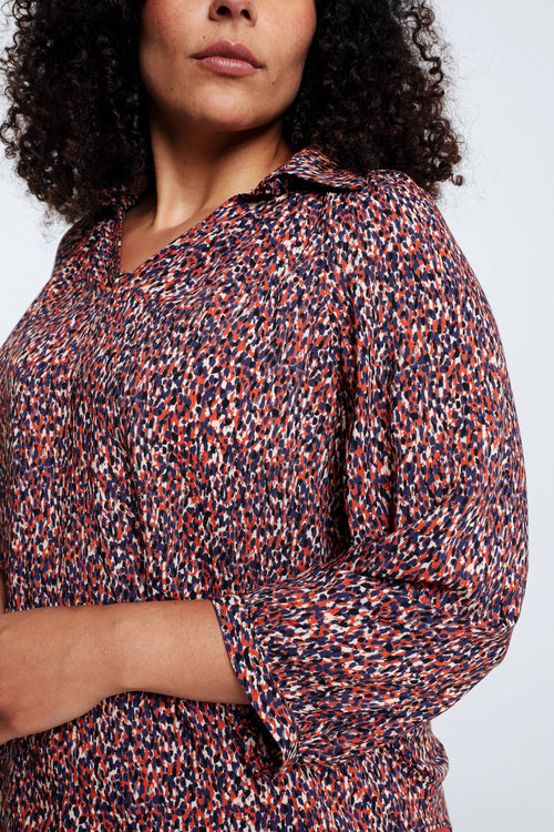 Blouse in viscose met dierenhuidmotief-Paprika-4