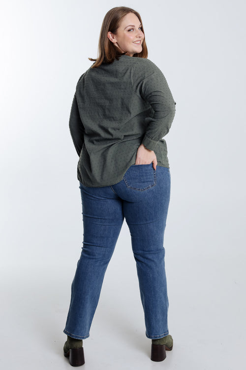 Blouse en coton unie broderies et plumetis-Paprika-2