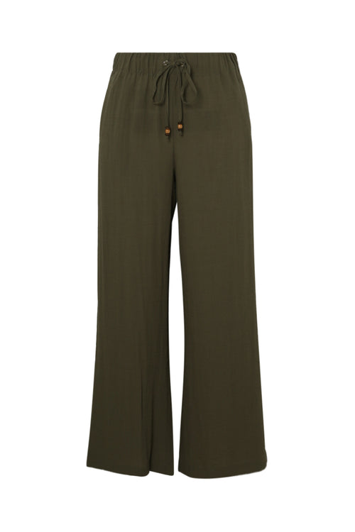 Pantalon large en viscose uni-Paprika-1