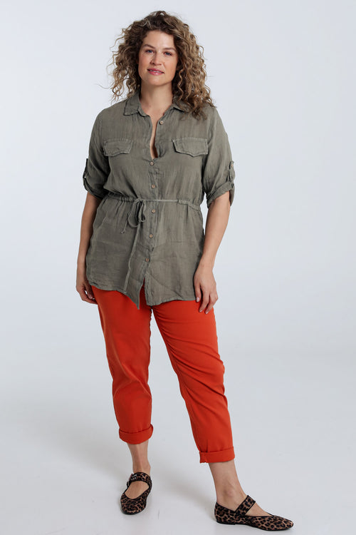 Effen linnen tuniek-Paprika-7