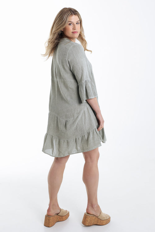 Robe tunique en gaze de coton unie-Paprika-2