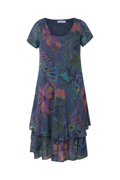 Robe en gaze de coton imprimé floral-Paprika-10