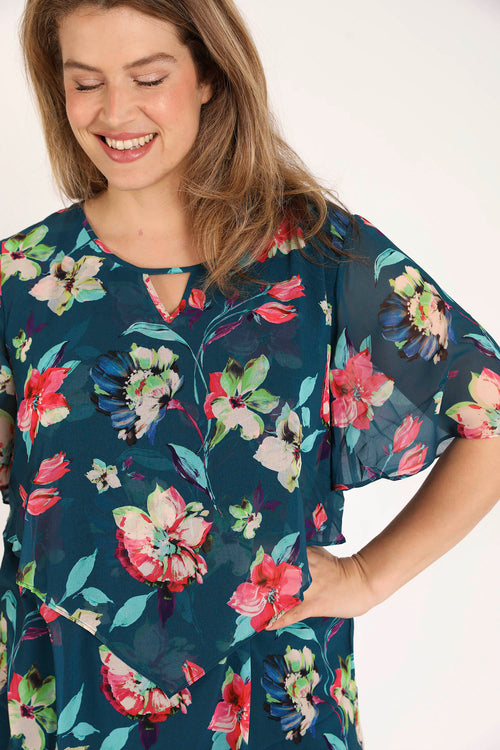 Exclusief SHEEGO - Blouse van viscose met bloemenprint-Paprika-4