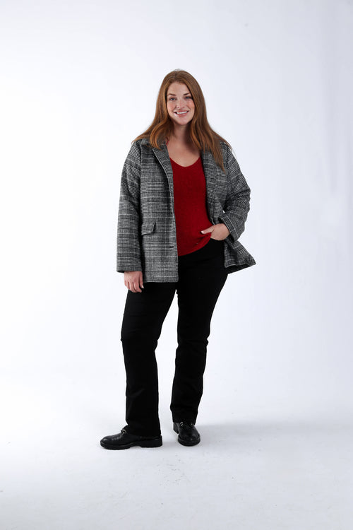 Manteau court à carreaux-Paprika-6