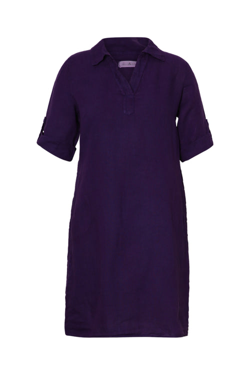Robe tunique en lin unie-Paprika-1