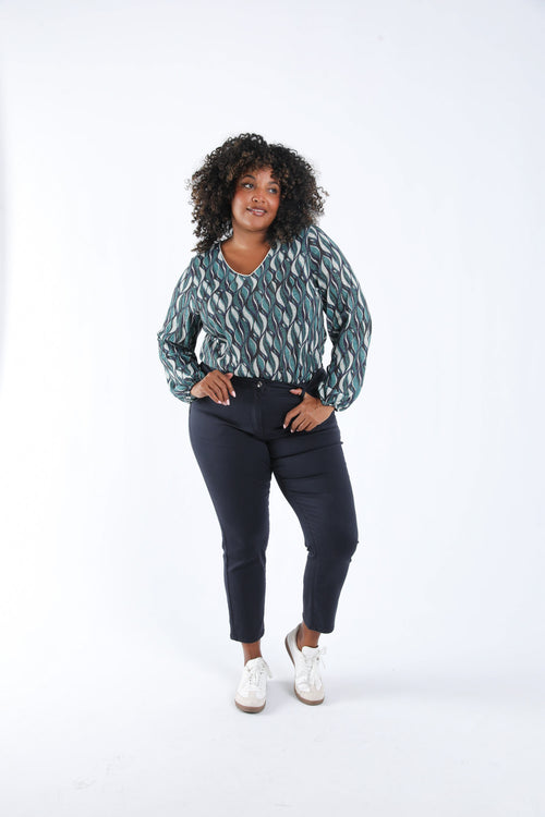 Blouse van warme gebreide stof met grafische print-Paprika-6