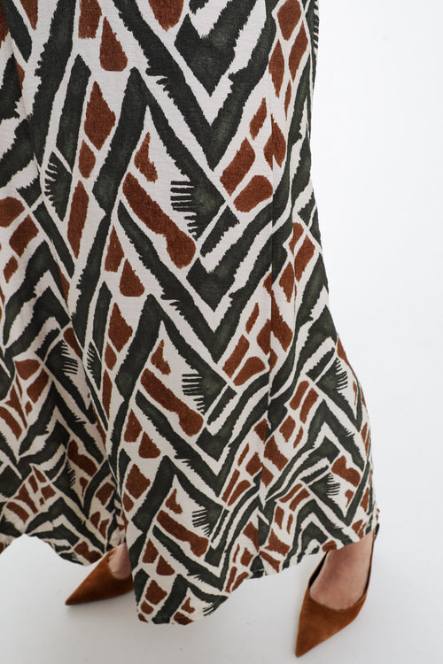 Brede viscose broek met etnische print-Paprika-4