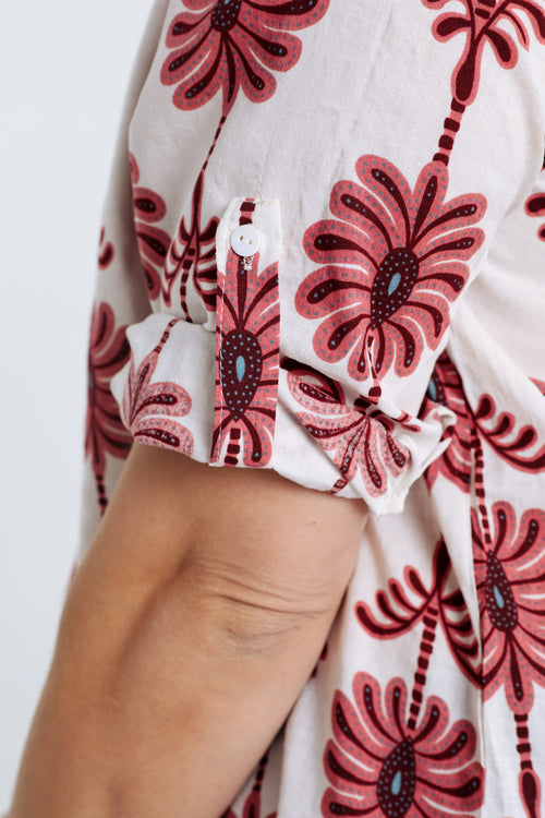 Blouse détail ajouré imprimé bicolore-Paprika-4
