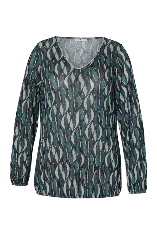 Blouse van warme gebreide stof met grafische print-Paprika-1