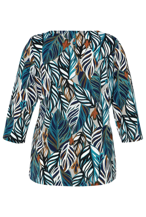 T-shirt met verenmotief-Paprika-10