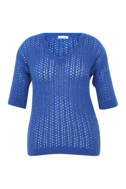 Pull court uni ajouré-Paprika-10