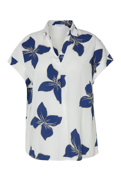 Blouse en viscose imprimé floral-Paprika-1