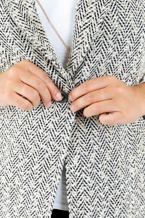 Mouwloze blazer met visgraatmotief-Paprika-4