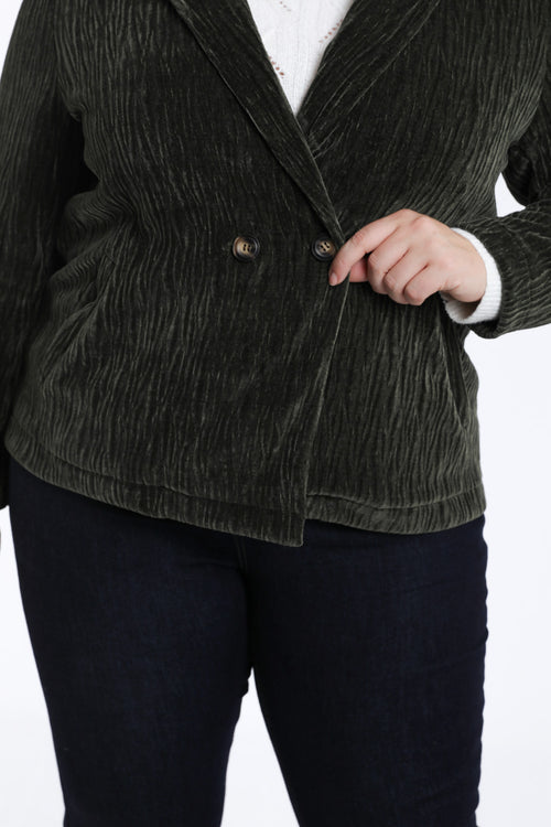 Effen blazer van geplooid fluweel-Paprika-6