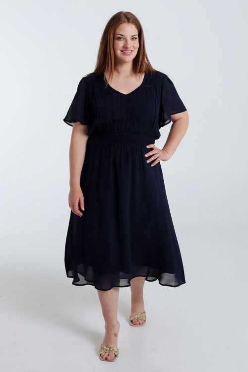 Lang unifoon Viscose jurk-Paprika-9