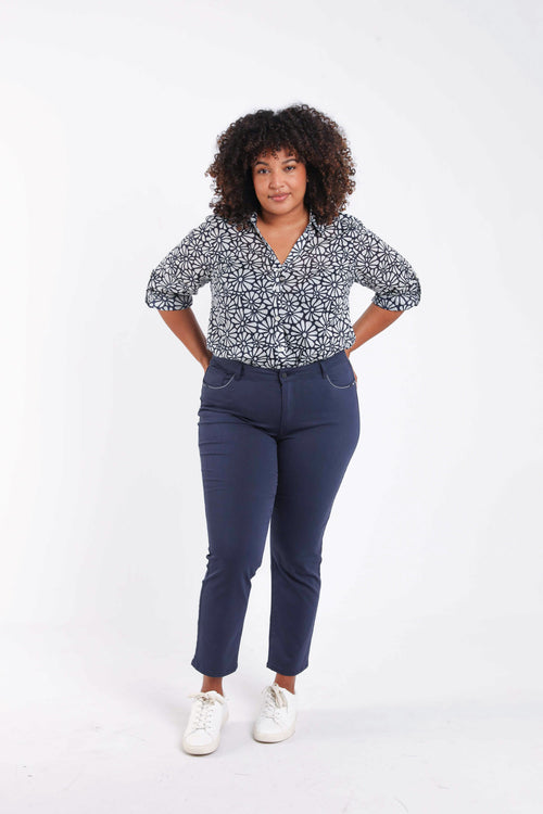 Slim fit broek Louise 7/8-Paprika-2