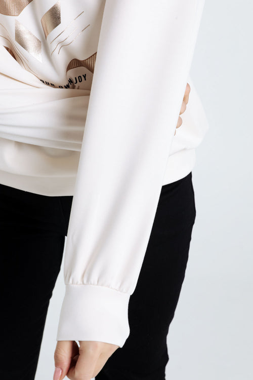 Effen trui met opschrift in folie en kap-Paprika-6