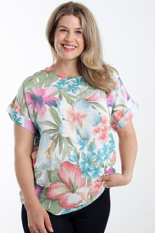 Bloes van katoen met bloemenprint-Paprika-1