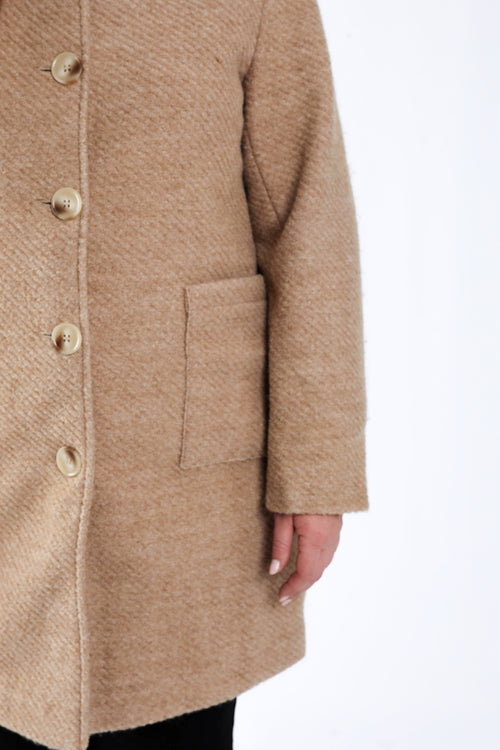 Manteau en laine uni avec capuche-Paprika-7