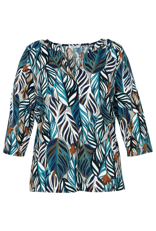 T-shirt met verenmotief-Paprika-9