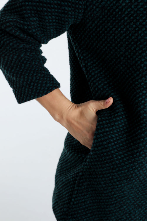 Manteau uni en tissu moucheté avec laine-Paprika-5