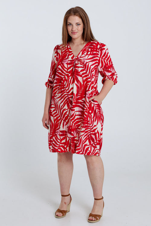 Robe en viscose imprimé feuillage-Paprika-8