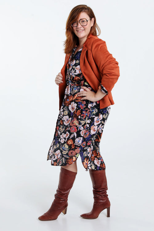 Kort, effen motorjasje met suède-effect-Paprika-8