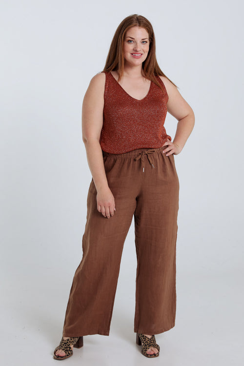 Débardeur en maille uni avec lurex-Paprika-8