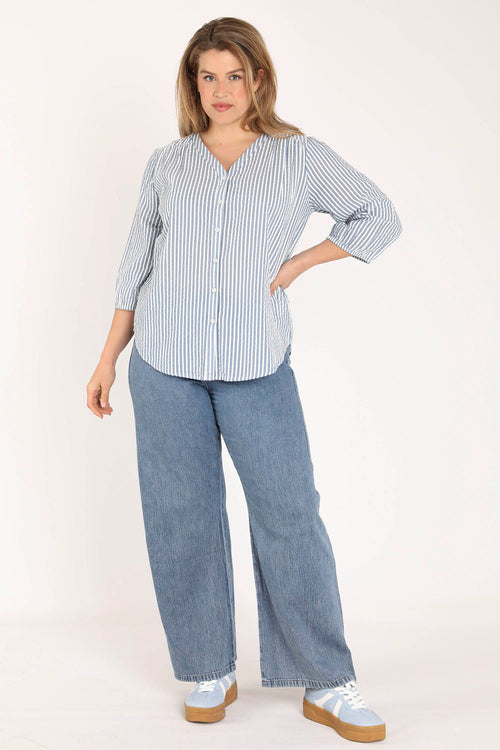Blouse en coton rayée-Paprika-6