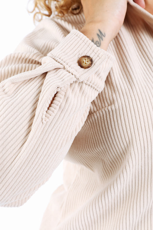 Robe courte unie en velours côtelé-Paprika-5