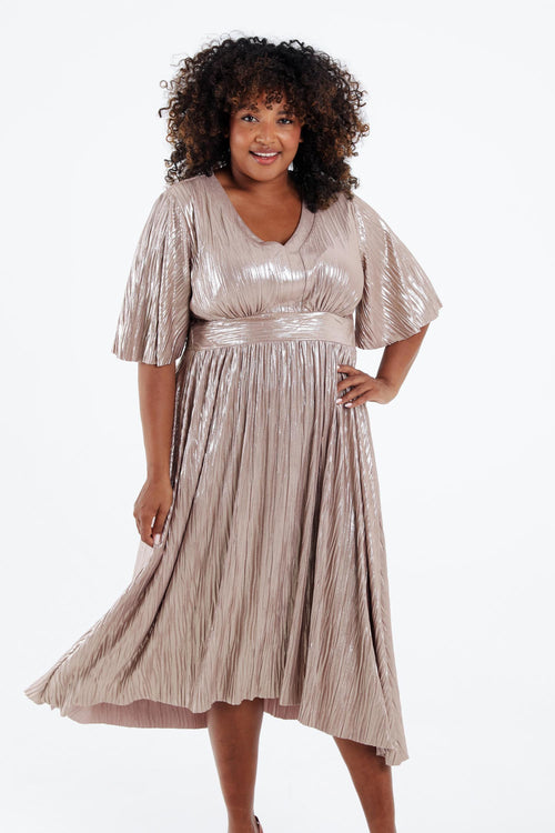 Robe plissée unie-Paprika-1