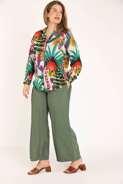 Blouse van katoen met tropische print-Paprika-9