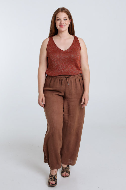 Débardeur en maille uni avec lurex-Paprika-7