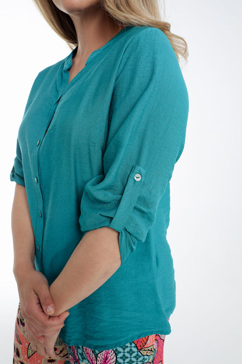 Blouse en viscose uni-Paprika-4