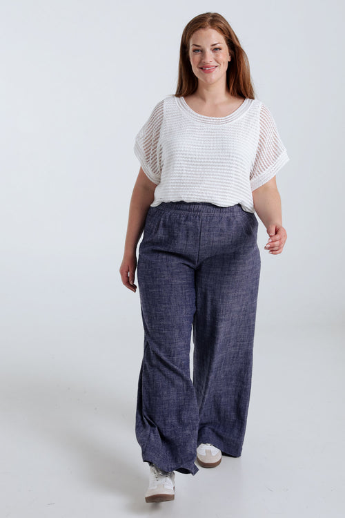 Pantalon large en lin uni-Paprika-9