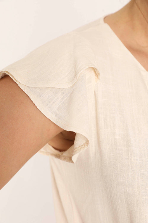 Blouse en viscose et lin unie-Paprika-4
