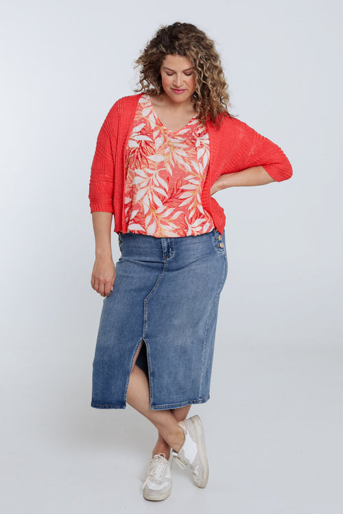 Gilet ajouré uni-Paprika-8